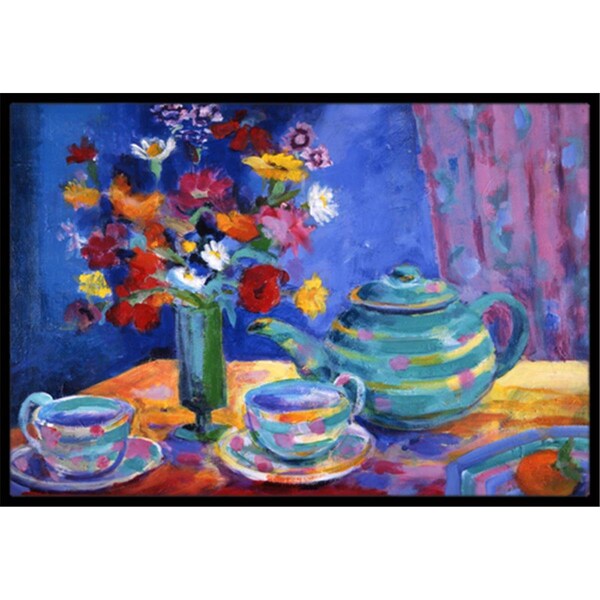 Carolines Treasures Blue Tea by Wendy Hoile Indoor or Outdoor Mat- 18 x 27 HWH0010MAT - main